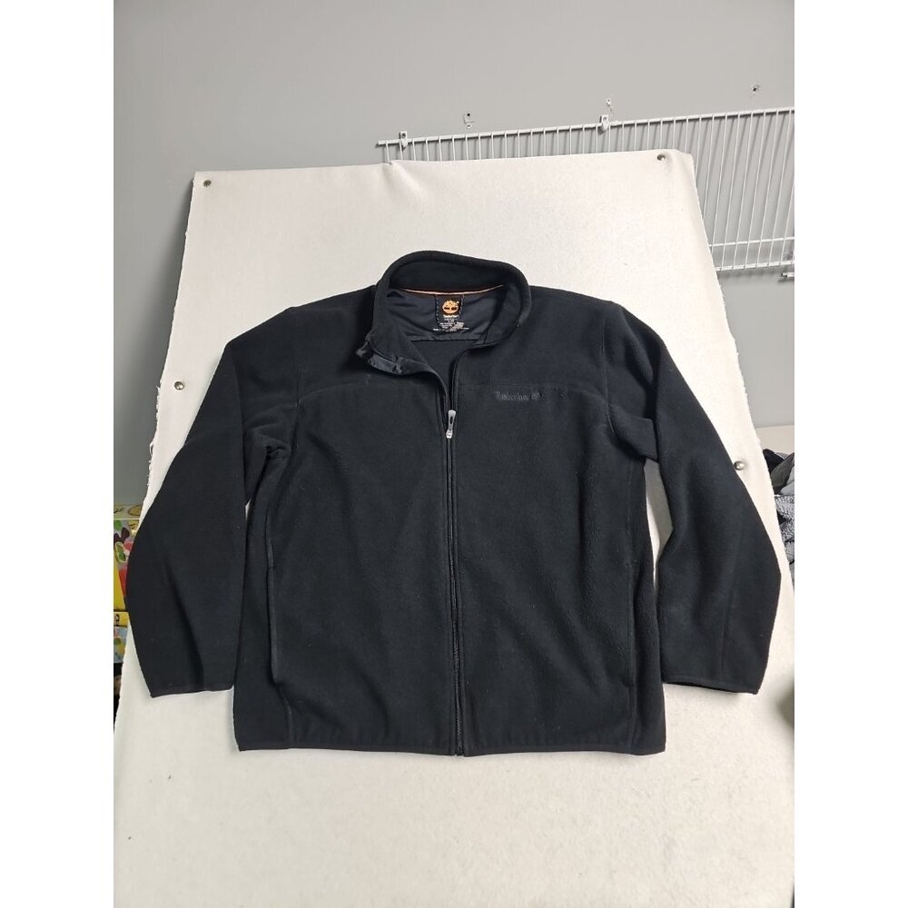 Timberland Mens XL Full Zip Fleece Jacket Embroidered Logo Black